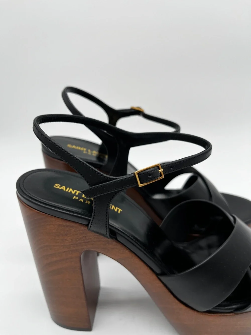 Saint Laurent Bianca Platform Sandals Bianca Leather Black - 40 (US 10) - Picture 10 of 14